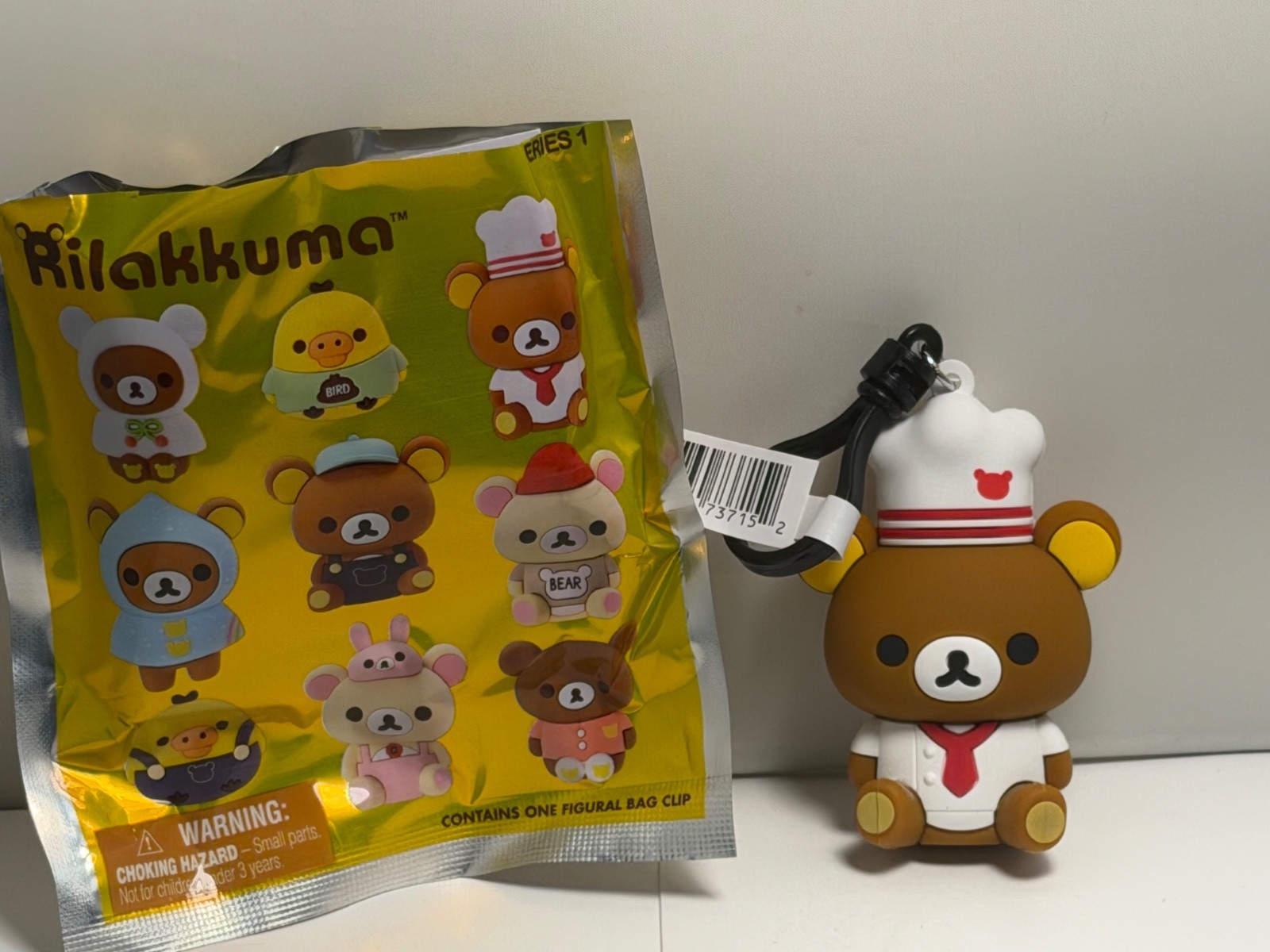 Monogram Chef Rilakkuma Brown Bear 3D Foam Bag Clip Keychain
