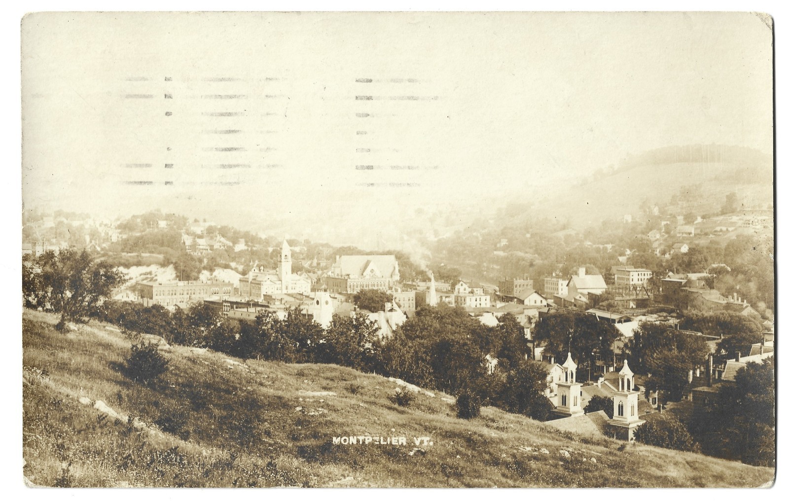 Early 1920 RPPC Montpelier, Vermont VT Postcard Bird's Eye View Real Photo 