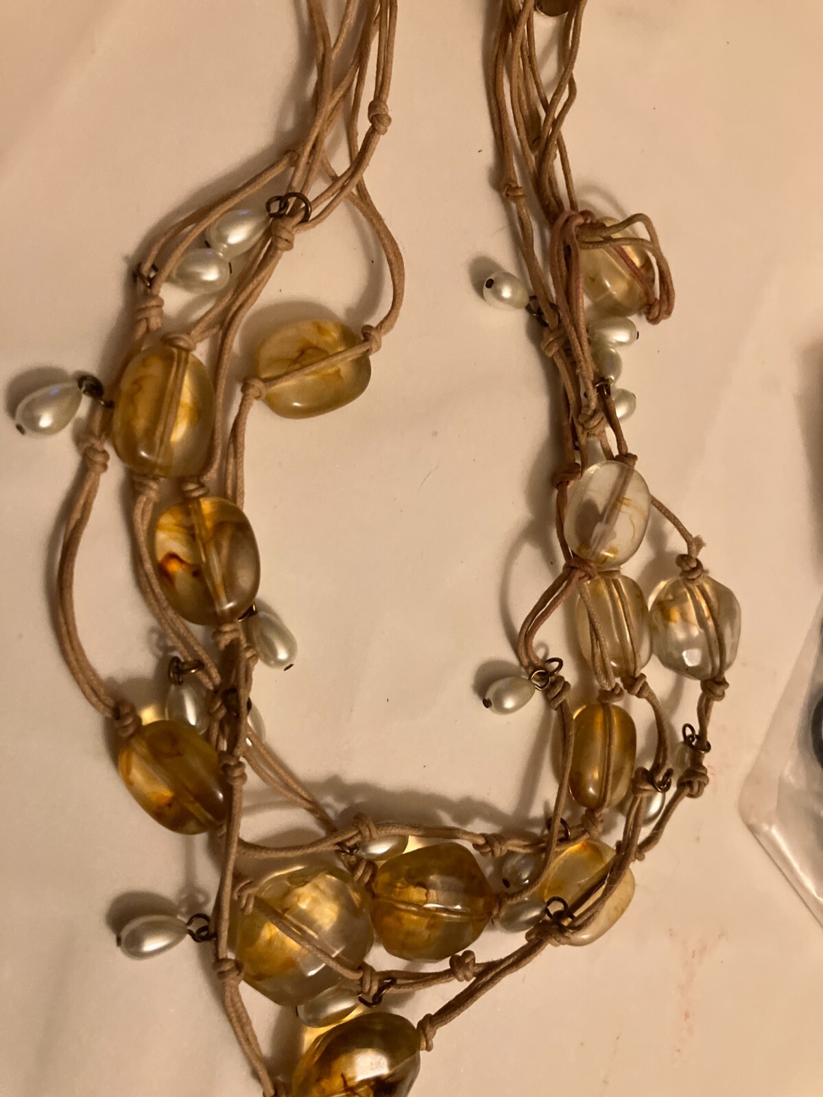 vintage estate  glass bead multi strand  necklace