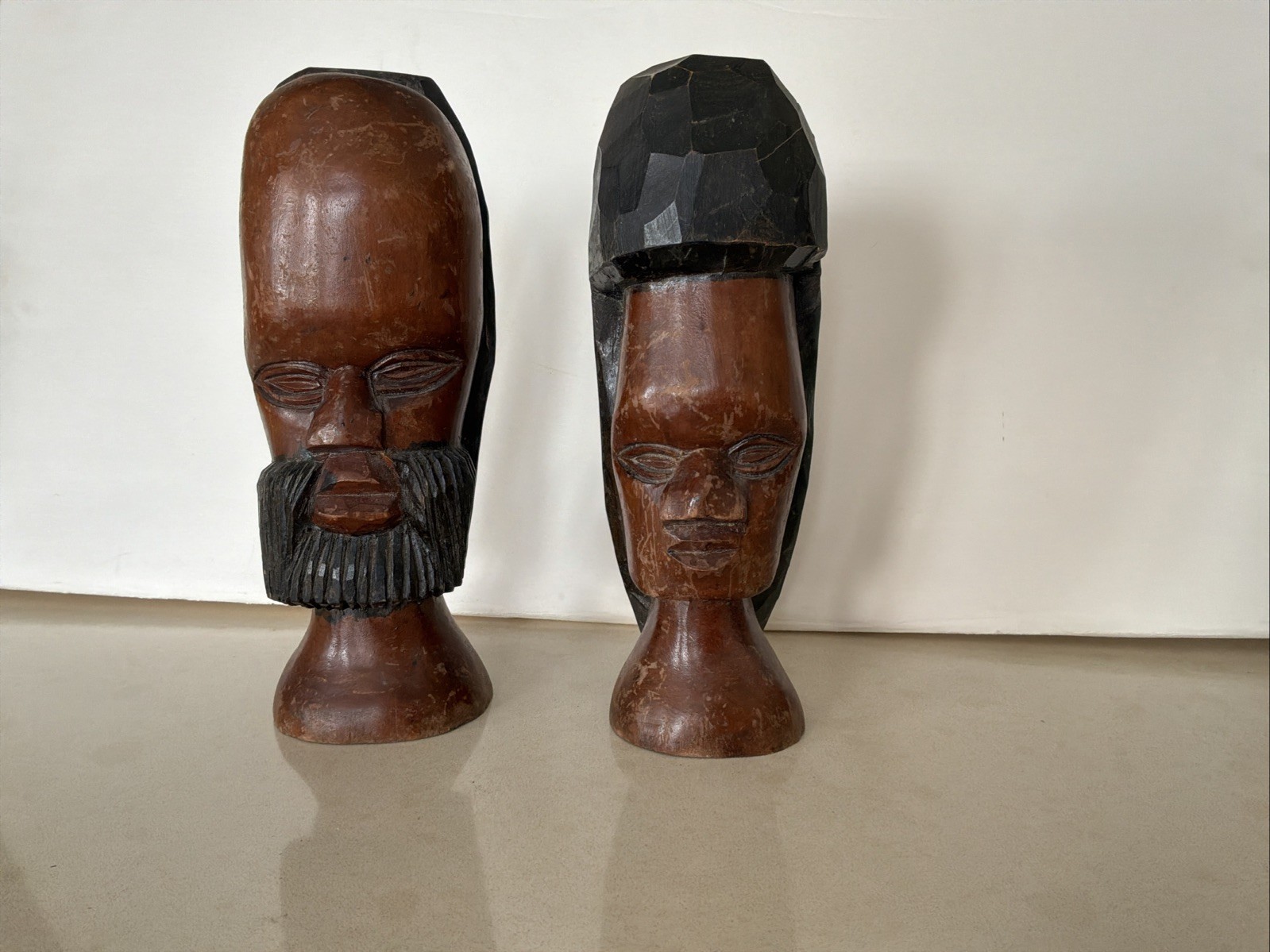 Vintage Hand-Carved Wooden African? Head Figures. Vintage Hand-Carved Wooden African? Head Figures.