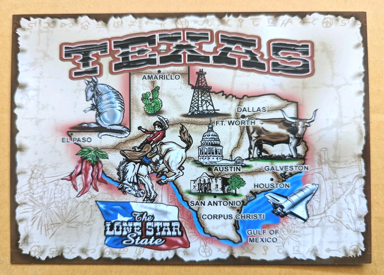 Postcard TX: State Map Texas 