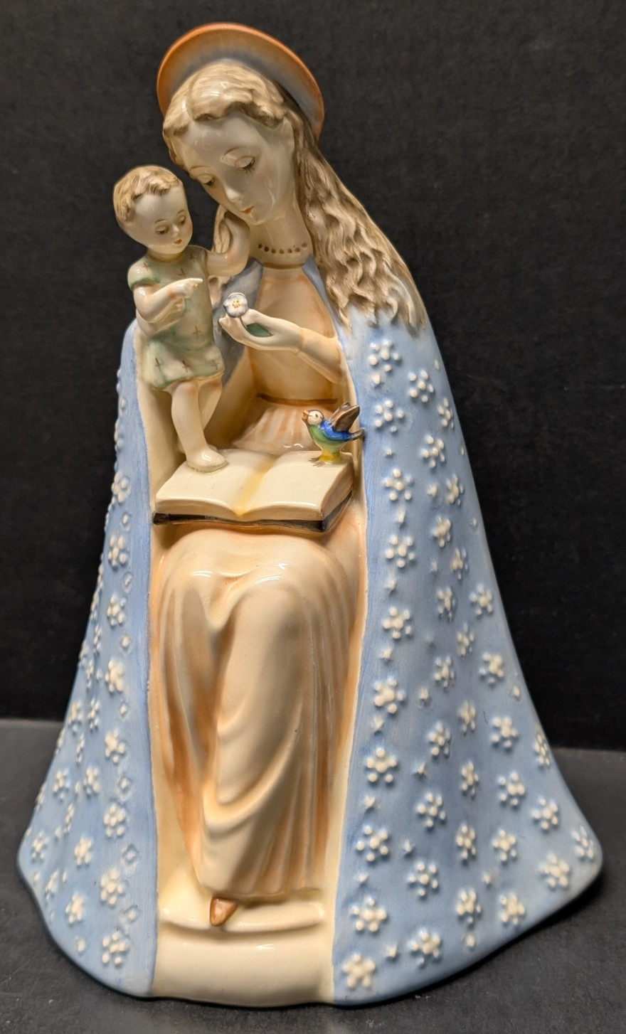 Goebel Germany Vintage MJ Hummel Figurine Flower Madonna with Child & Bird 9.5\ Goebel Germany Vintage MJ Hummel Figurine Flower Madonna with Child & Bird 9.5\