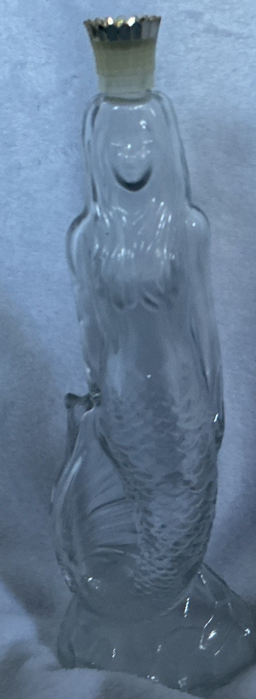 Vintage Avon Mermaid glass Bath Oil Scent only with cap 1970’s 10 inches tall 