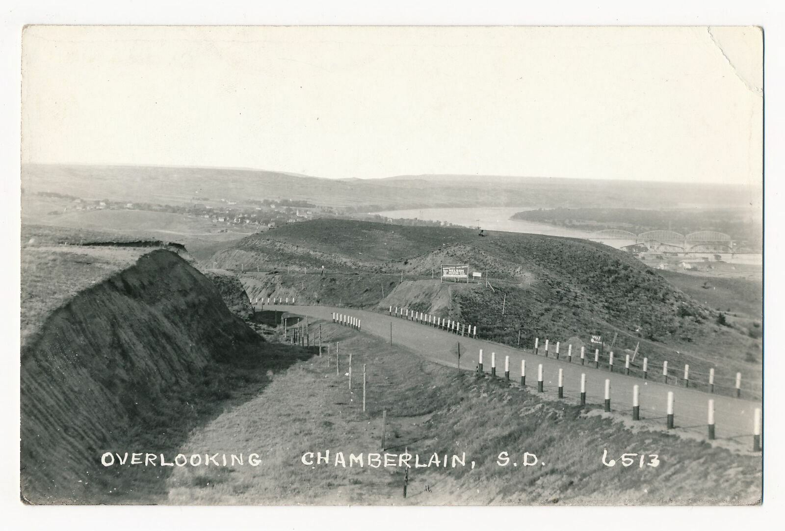Panoramic View Overlooking Chamberlain, South Dakota RPPC