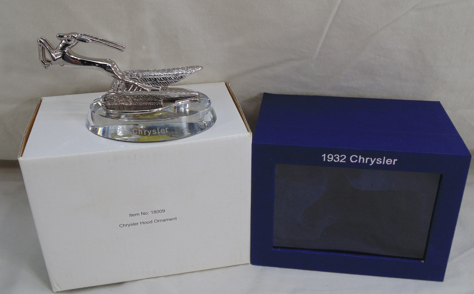 1932 Chrysler Replica Hood Ornament Paperweight 18009 Needs Repair w/Box 1932 Chrysler Replica Hood Ornament Paperweight 18009 Needs Repair w/Box