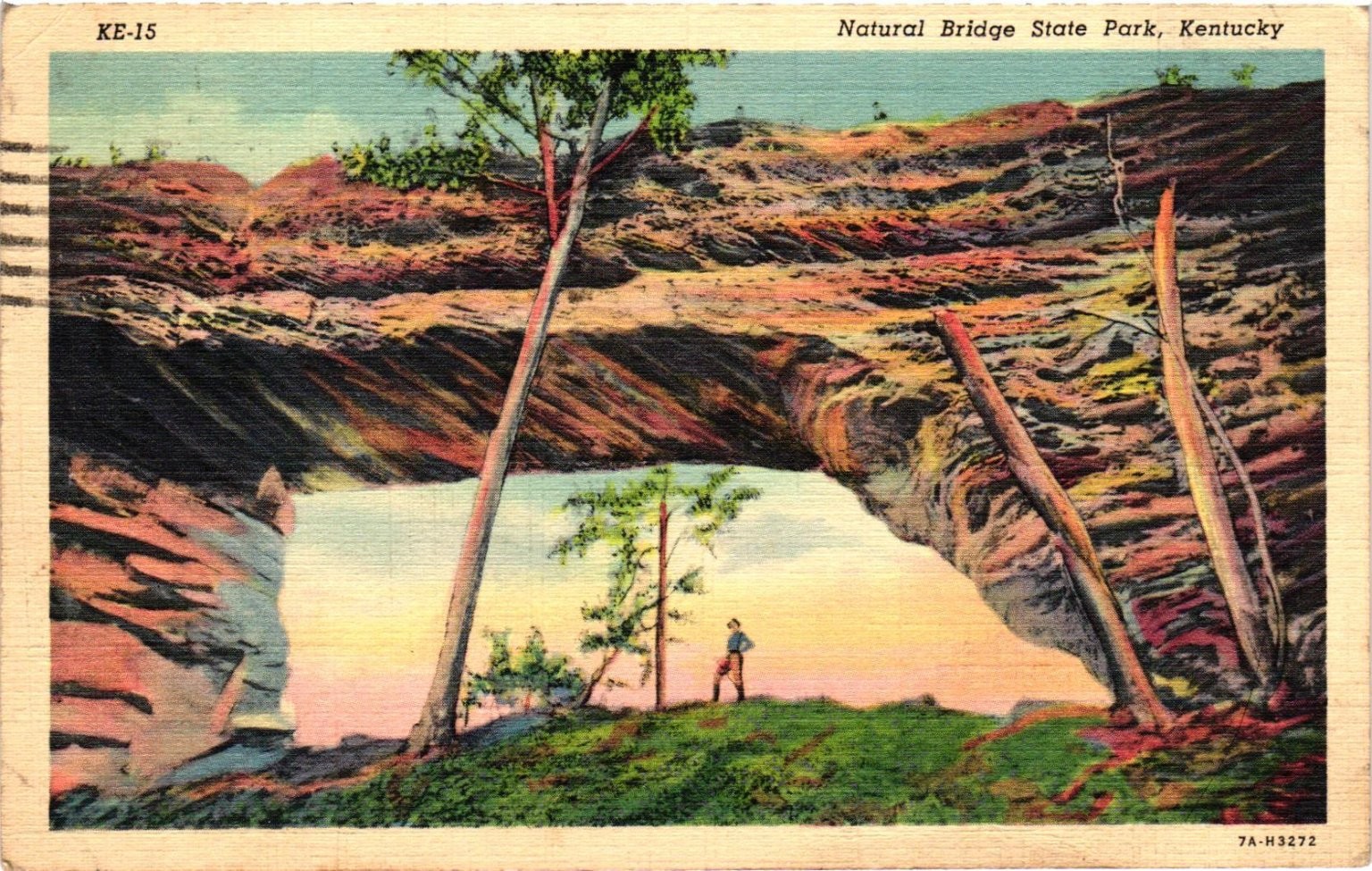 1941 Natural Bridge State Park Kentucky Linen Postcard KE-15 Curteich