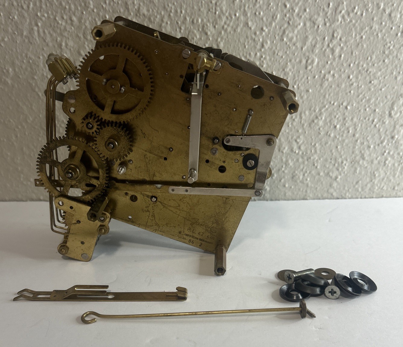 Jauch Clock Movement PL 42cm Western Germany for Parts Or Restoration