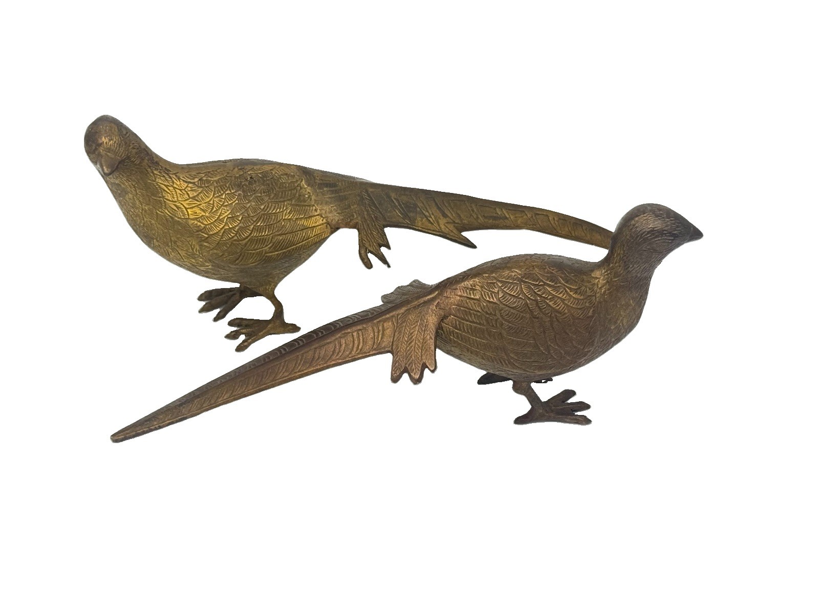 Vintage Mid-Century Modern Brass Pheasants - Pair of Solid Brass Birds