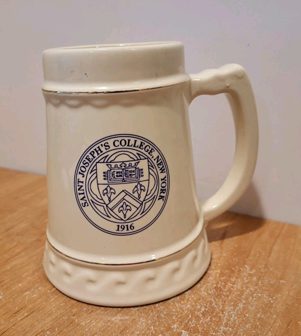 SAINT JOSEPH'S COLLEGE NEW YORK 1916 Gold Trim Ceramic Display Stein SUFFOLK SAINT JOSEPH'S COLLEGE NEW YORK 1916 Gold Trim Ceramic Display Stein SUFFOLK