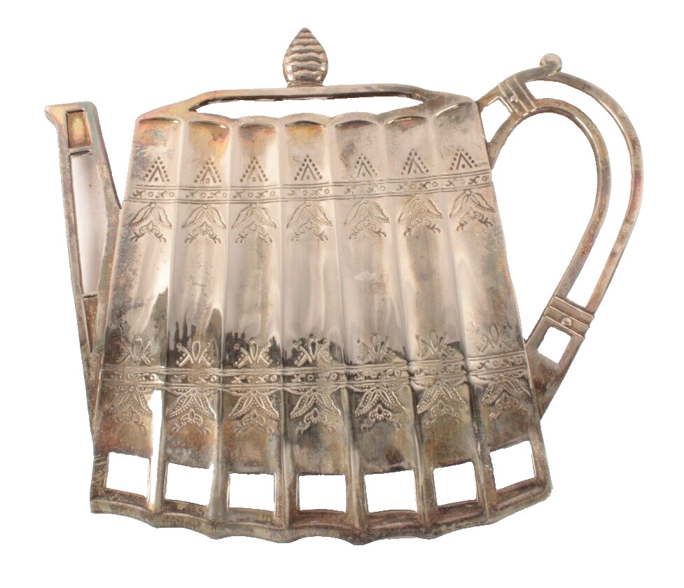 VTG Godinger Silver 1992 Teapot Shaped Trivet Silver Plate Metal Hot Plate