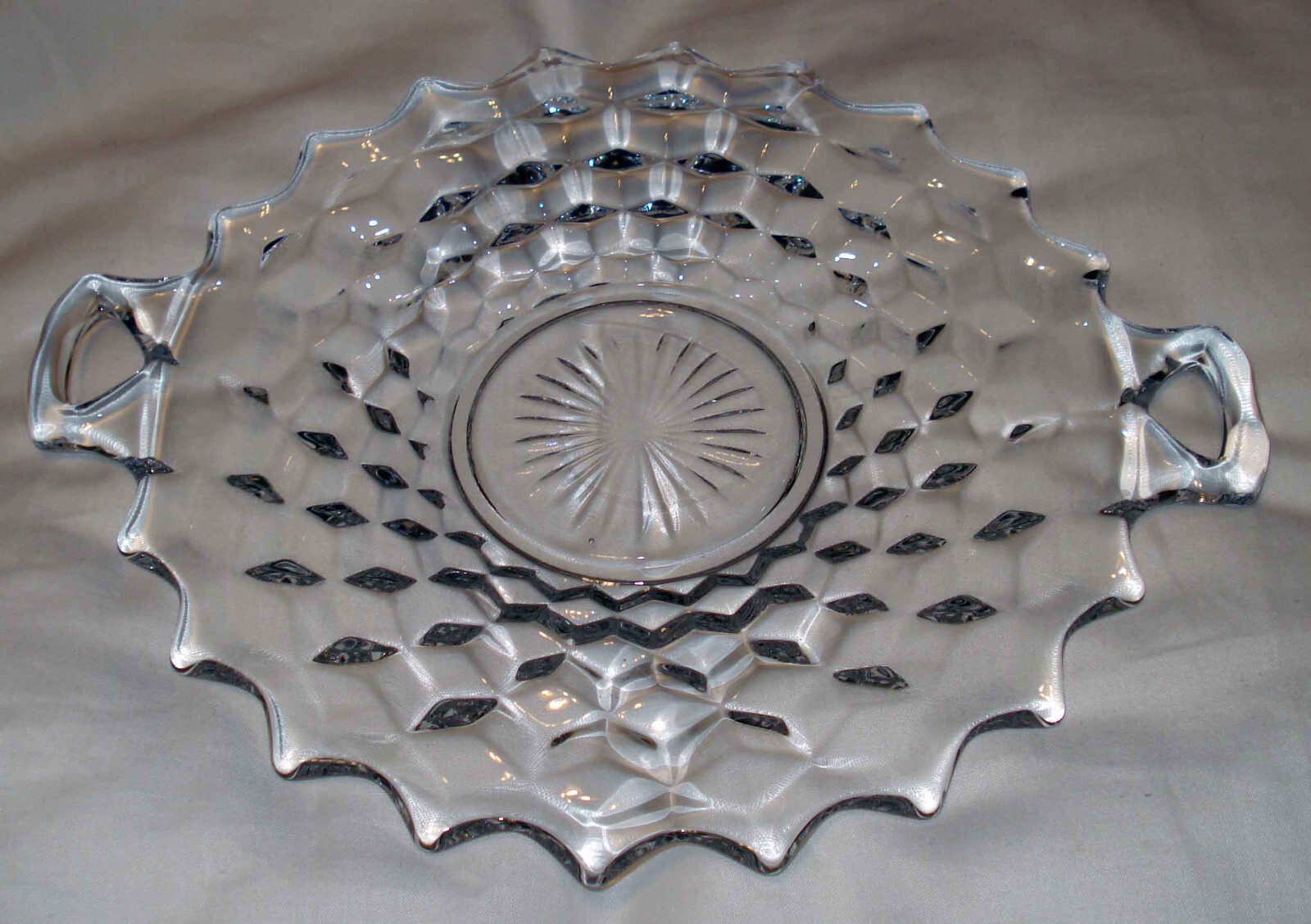 Vintage Fostoria American Cube Crystal Glass Round 12\