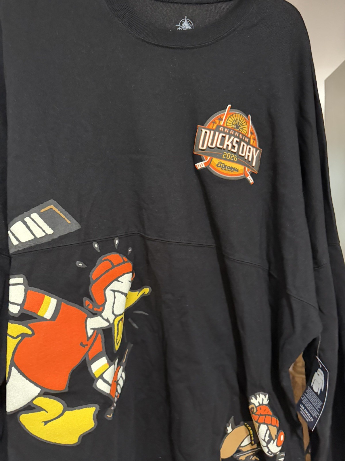 Anaheim Ducks Day Hockey 2026 Disney Spirit Jersey Black Donald Duck Size 2Xl