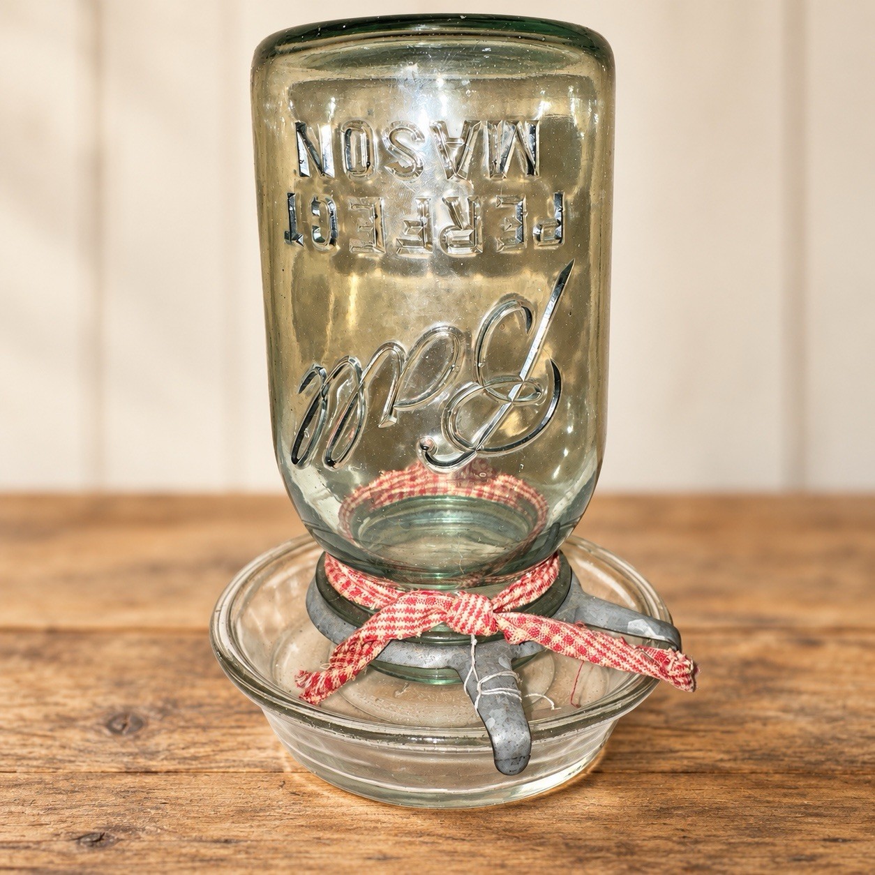 Vintage Ball Perfect Mason Jar Hudson #13 Glass Base Chicken Waterer Vintage Ball Perfect Mason Jar Hudson #13 Glass Base Chicken Waterer