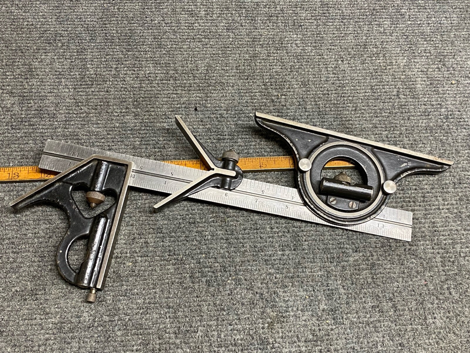 Vintage Goodell Pratt 12” Combination Square Protractor Head Center Finder USA