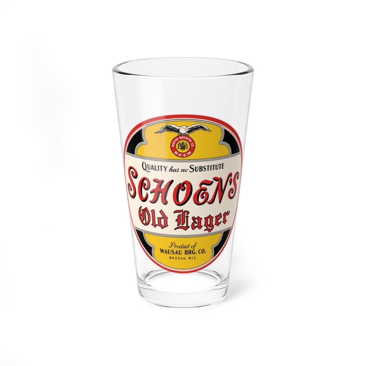 Schoen\'s Old Lager Wausau Brewing Co Wisconsin Beer Retro Breweriana Pint Glass