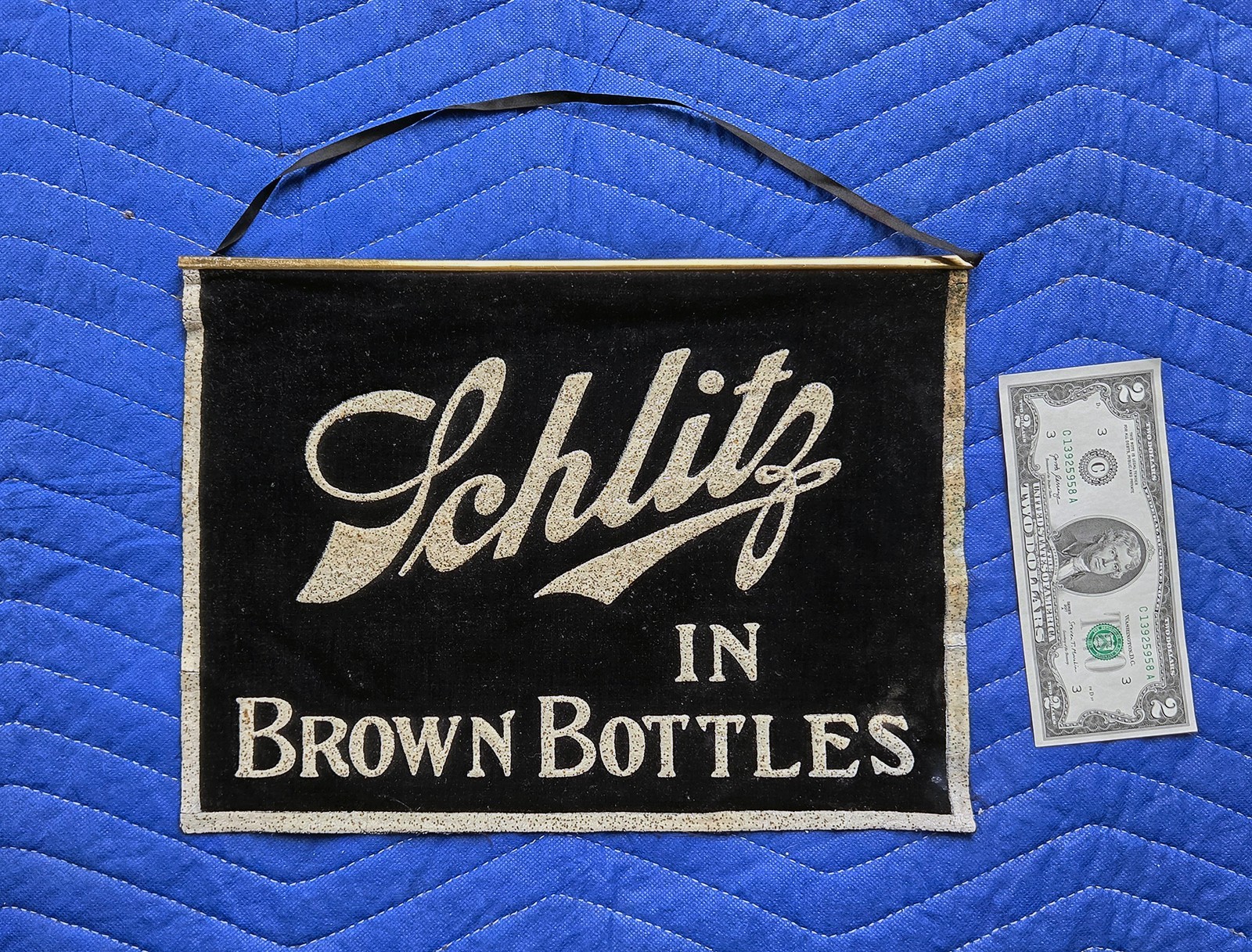 Antique PRE PRO Velvet Smaltz Banner SCHLITZ BEER Advertising/Saloon Sign-RARE