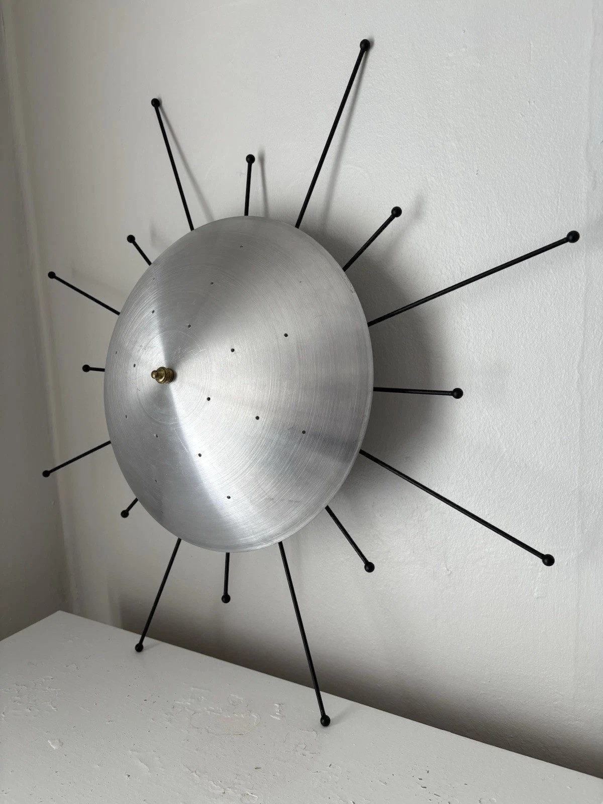 Rare Atomic MCM Light fixture, Lamp Sputnik Flying Saucer Perforated Wall UFO