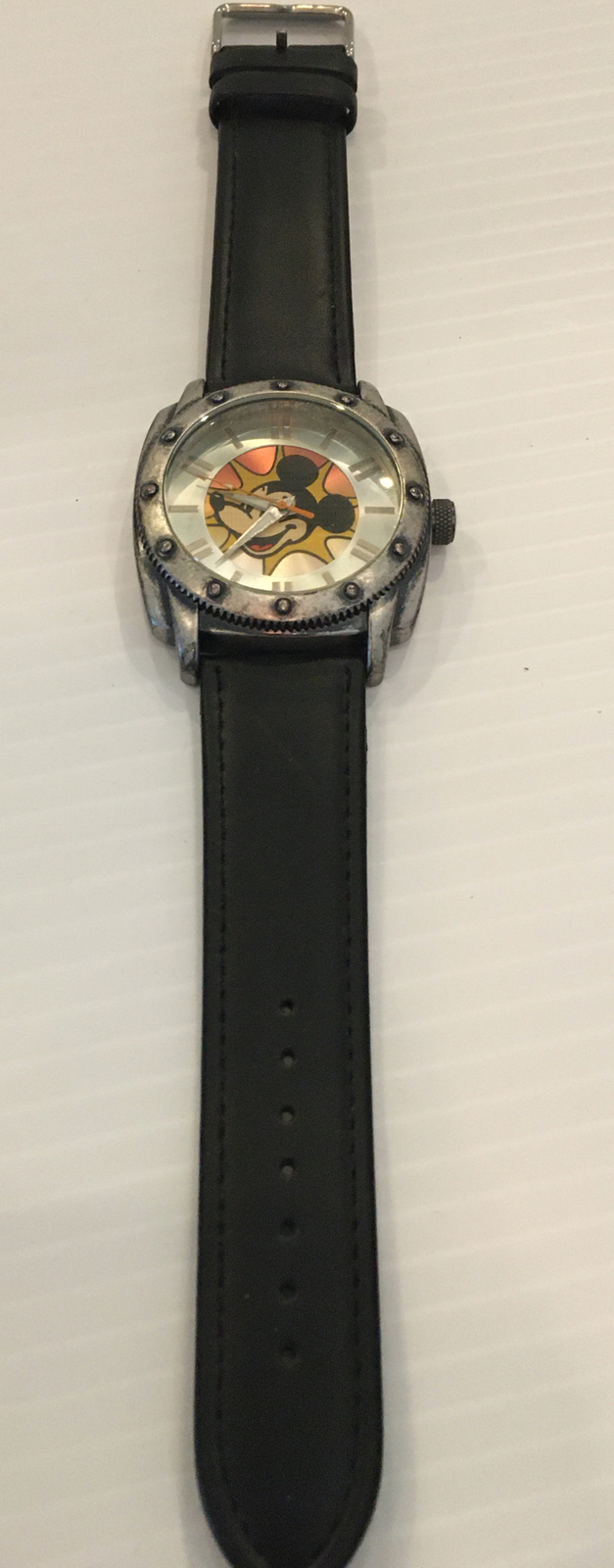 Disney Vintage Mickey Wrist Watch Japan Limited Pewter / Black Band Time Piece Disney Vintage Mickey Wrist Watch Japan Limited Pewter / Black Band Time Piece