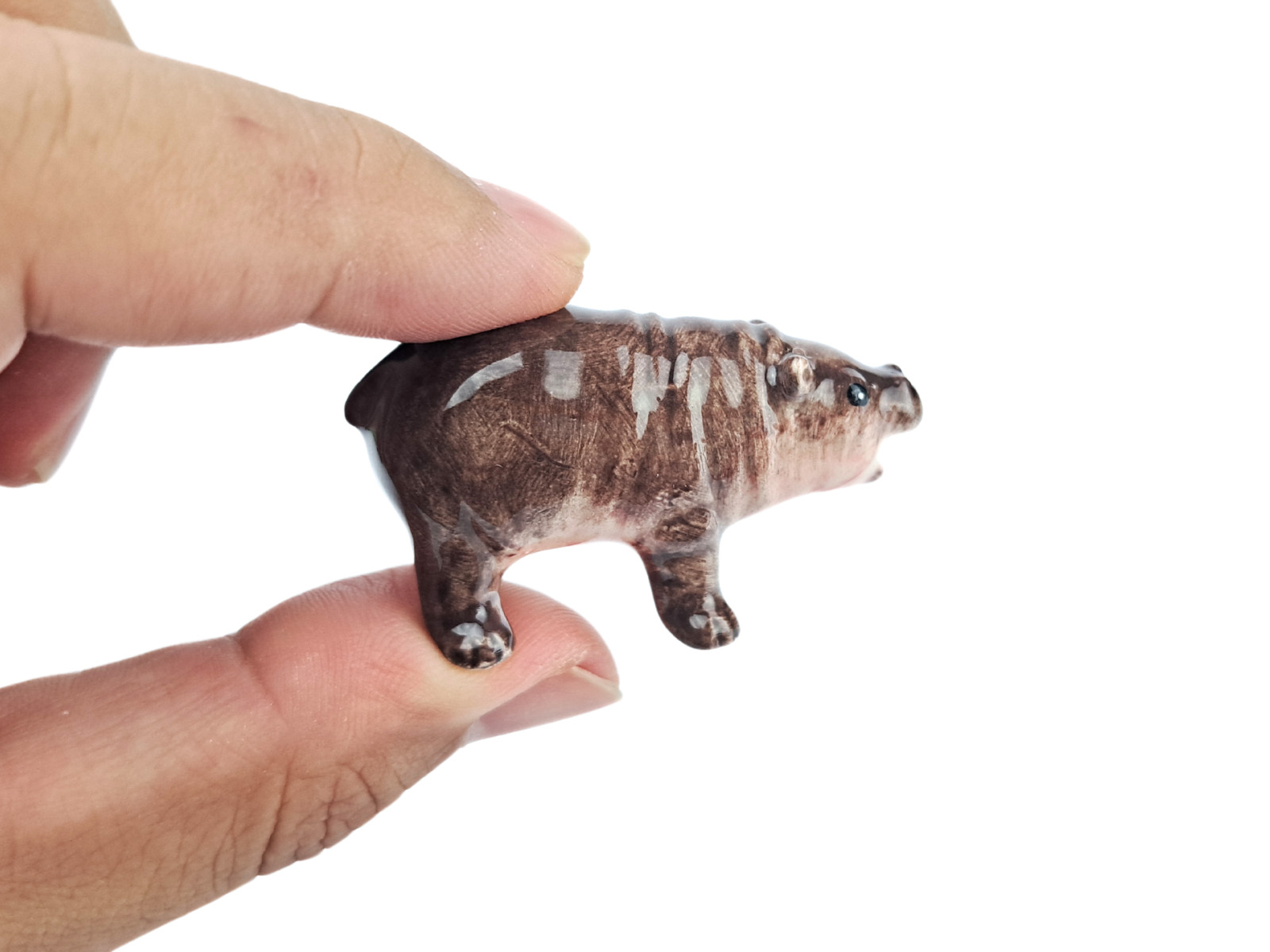 Pygmy Hippo Moo Deng - Ceramic Tiny Hippo Miniature, Cute Hippo Gift, Moo Deng