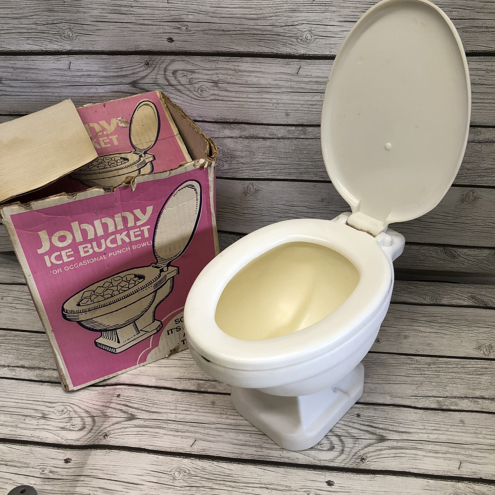 VINTAGE JOHNNY ICE BUCKET TOILET PUNCH BOWL NO.383 USA UNIQUE CONVERSATION PIECE