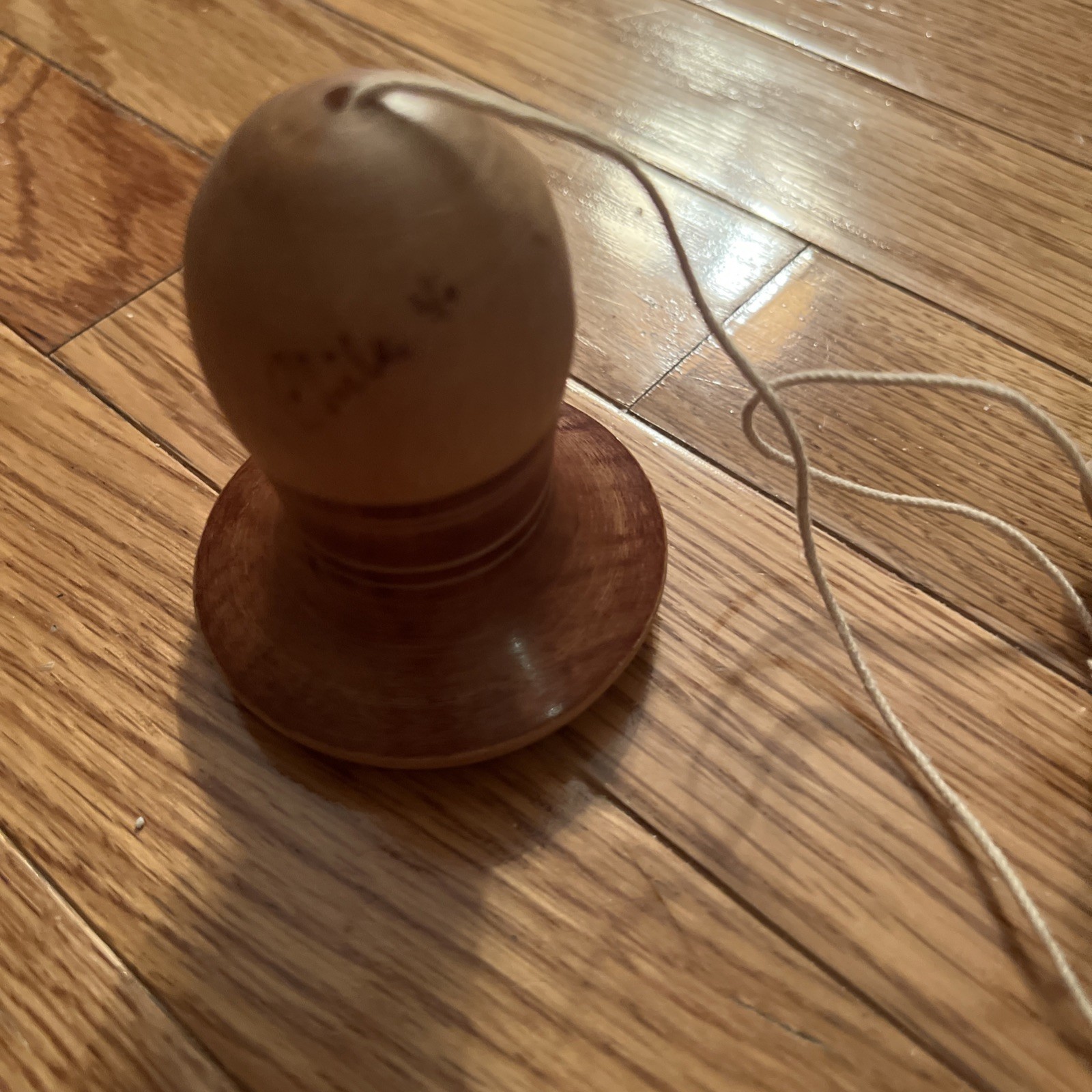 Vintage Chilean Wood Emboque Toy Balero Recuerdo De Villarrica Folk Art