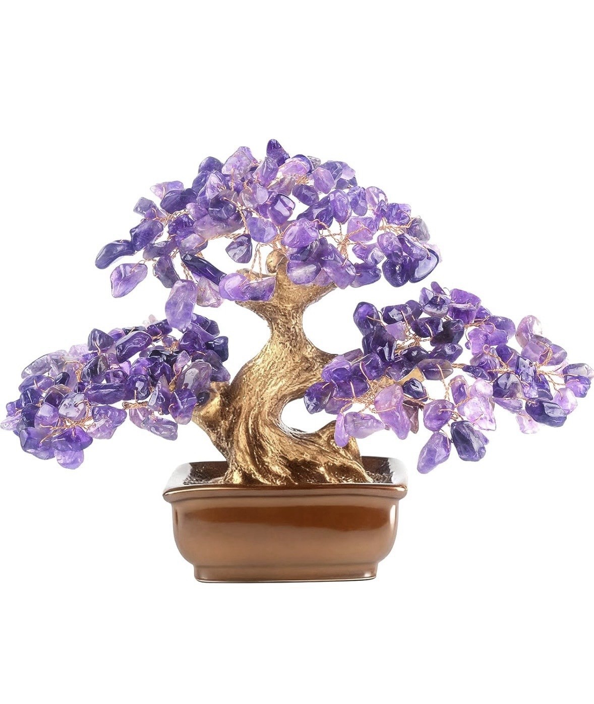 Feng Shui, Purple Amethyst bonsai Crystal Tree Of Life Healing Decor Gift
