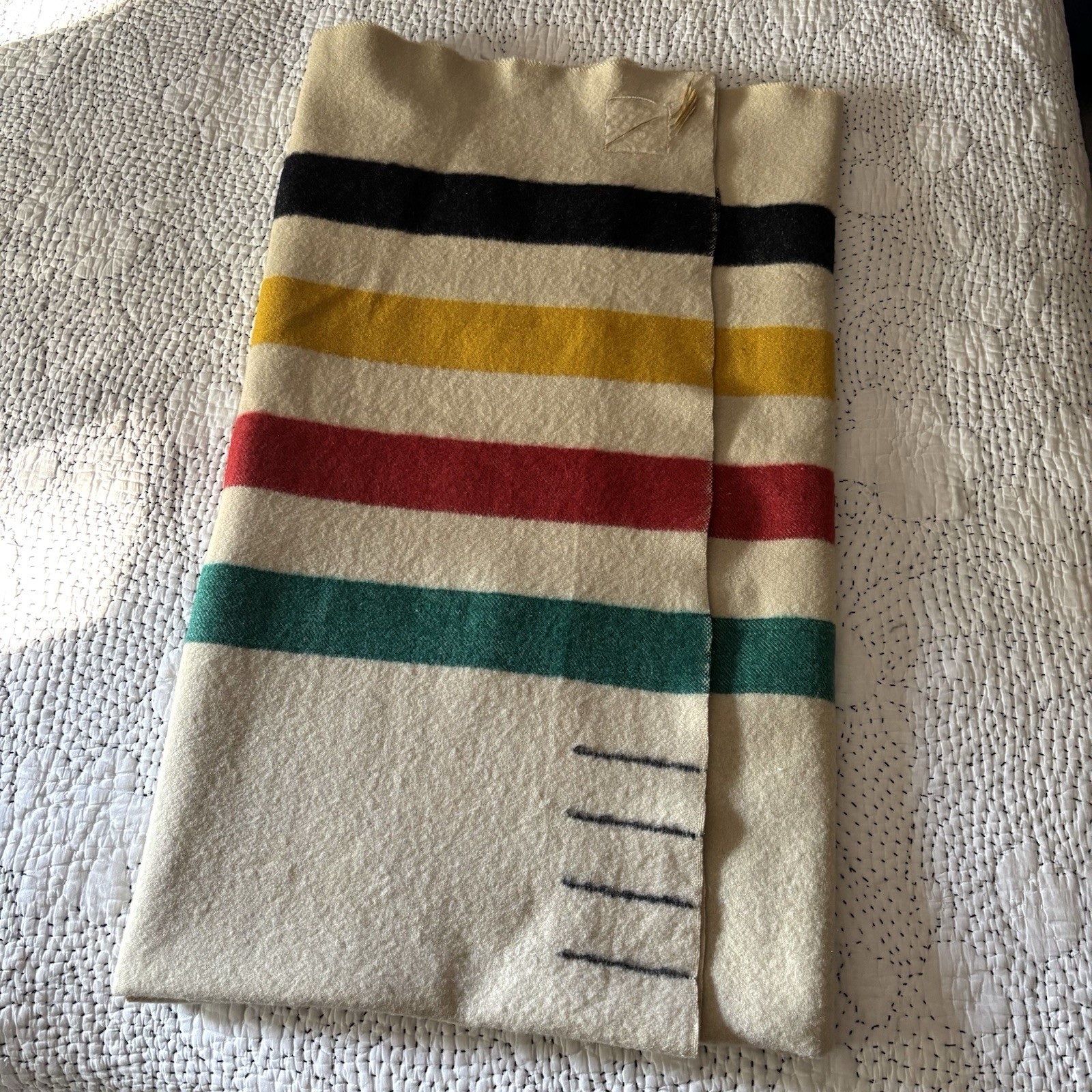 1920s Pendleton Glacier Park 4 Point Wool Blanket Multicolor Stripe 84x69 No Tag 1920s Pendleton Glacier Park 4 Point Wool Blanket Multicolor Stripe 84x69 No Tag