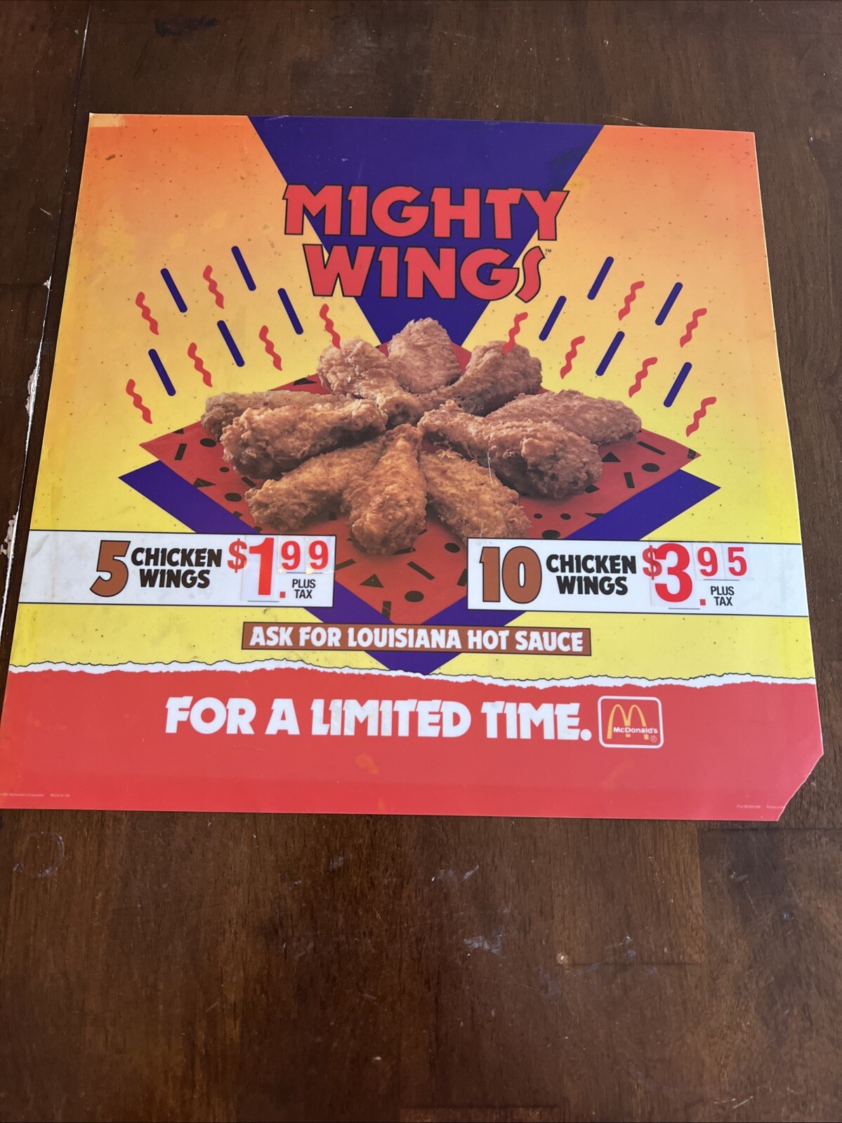 Rare 1991 McDonald\'s Mighty Wings Translite Sign Rare 1991 McDonald\'s Mighty Wings Translite Sign