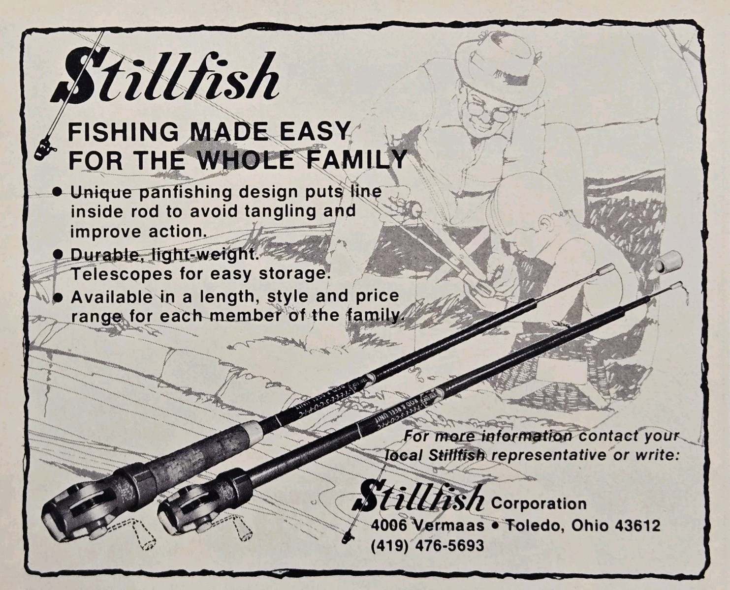 1976 Stillfish Panfishing Rod Print Ad Toledo OH Durable Lightweight Telescopes