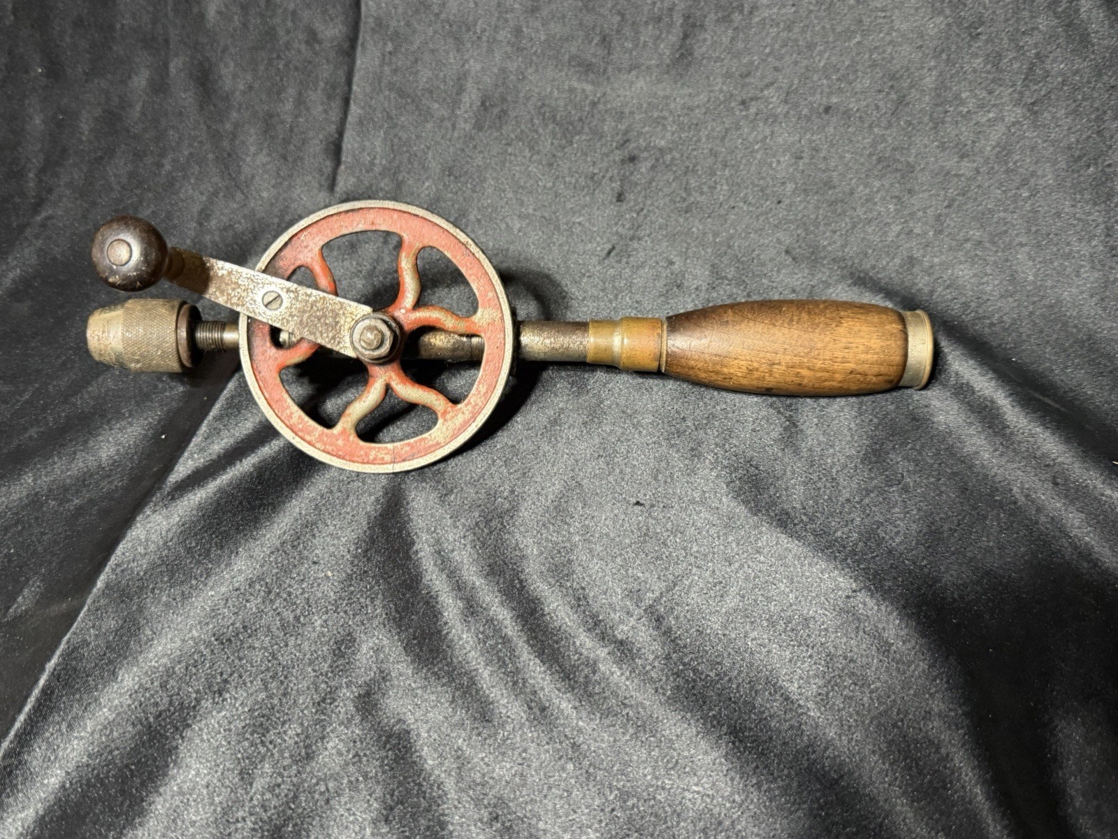 Antique Goodell Brothers 1891 Wood Hand Drill Carpenters Tool