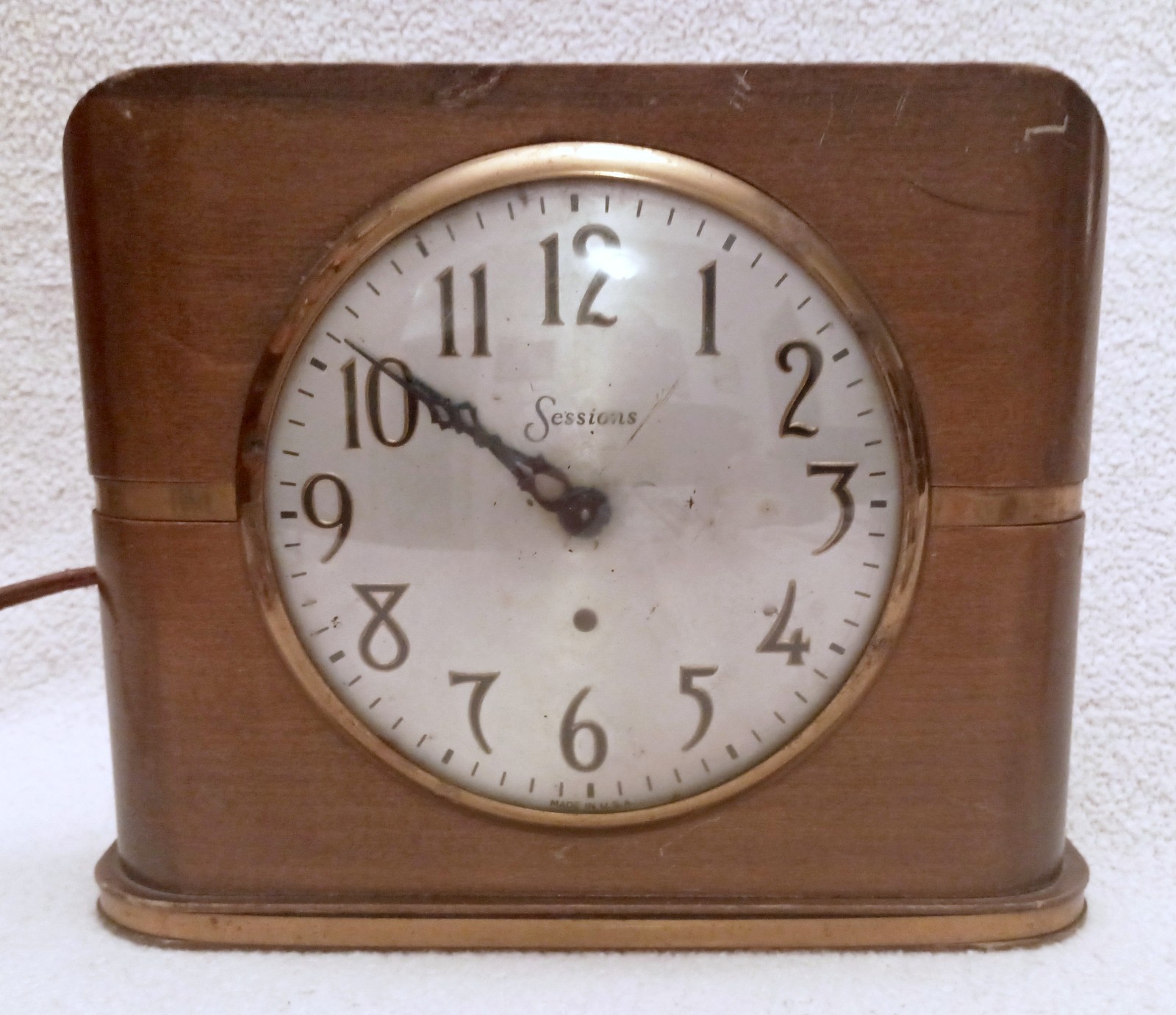 Vintage Sessions Model A Electric Wood Mantel Clock - For Parts / Repair