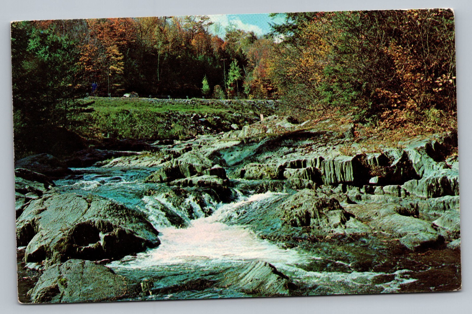 White Foam And Rushing Blue Waters Jefferson Ohio OH Vintage Postcard