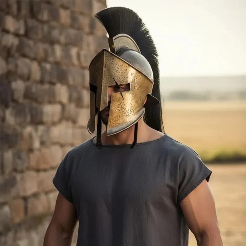 Handmade Spartan King Leonidas Helmet- 300 Movie Replica Greek Warrior Armor
