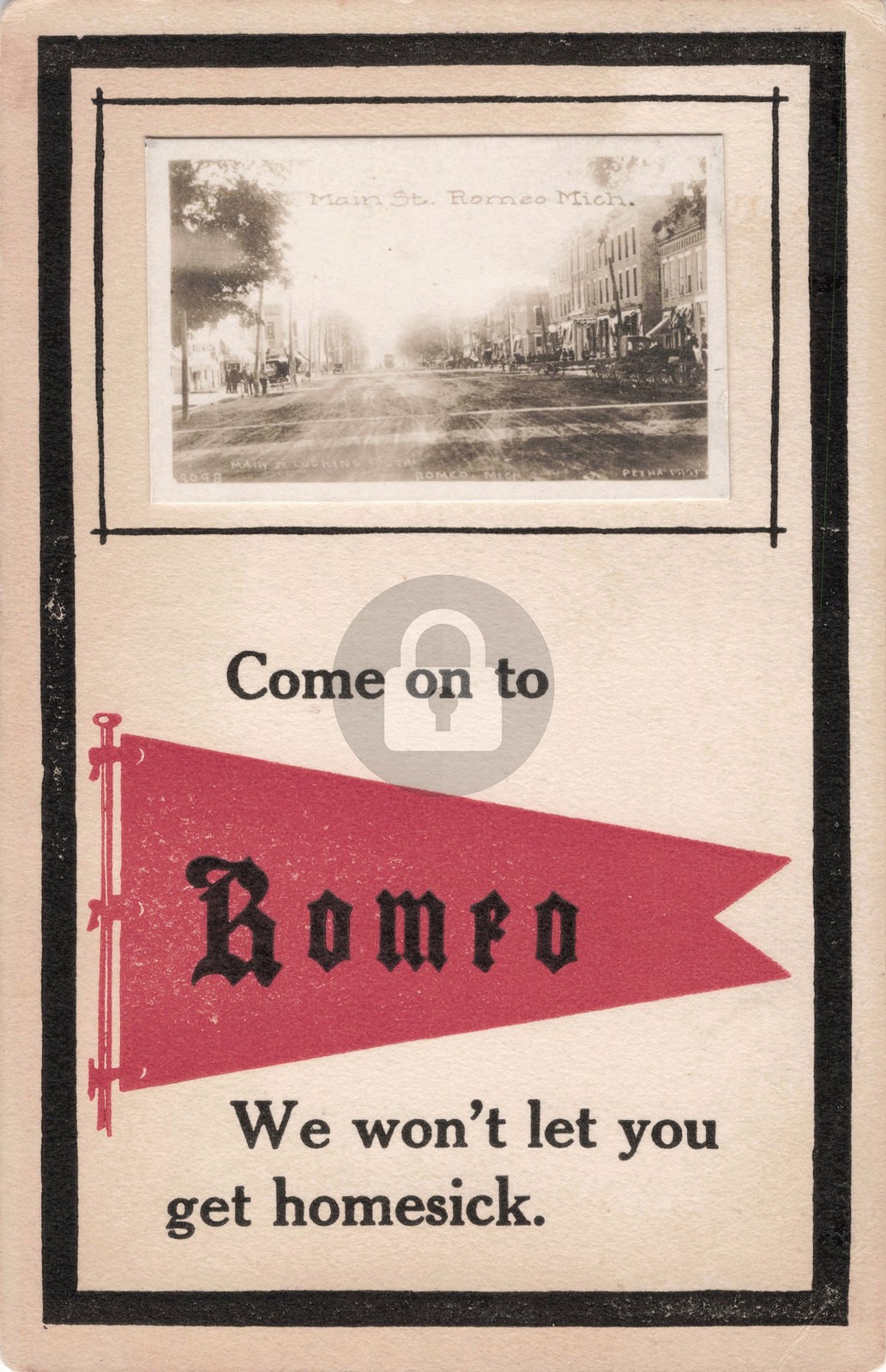 Street View Come on to Romeo MI Michigan 1912 RPPC Photo Postcard COPY
