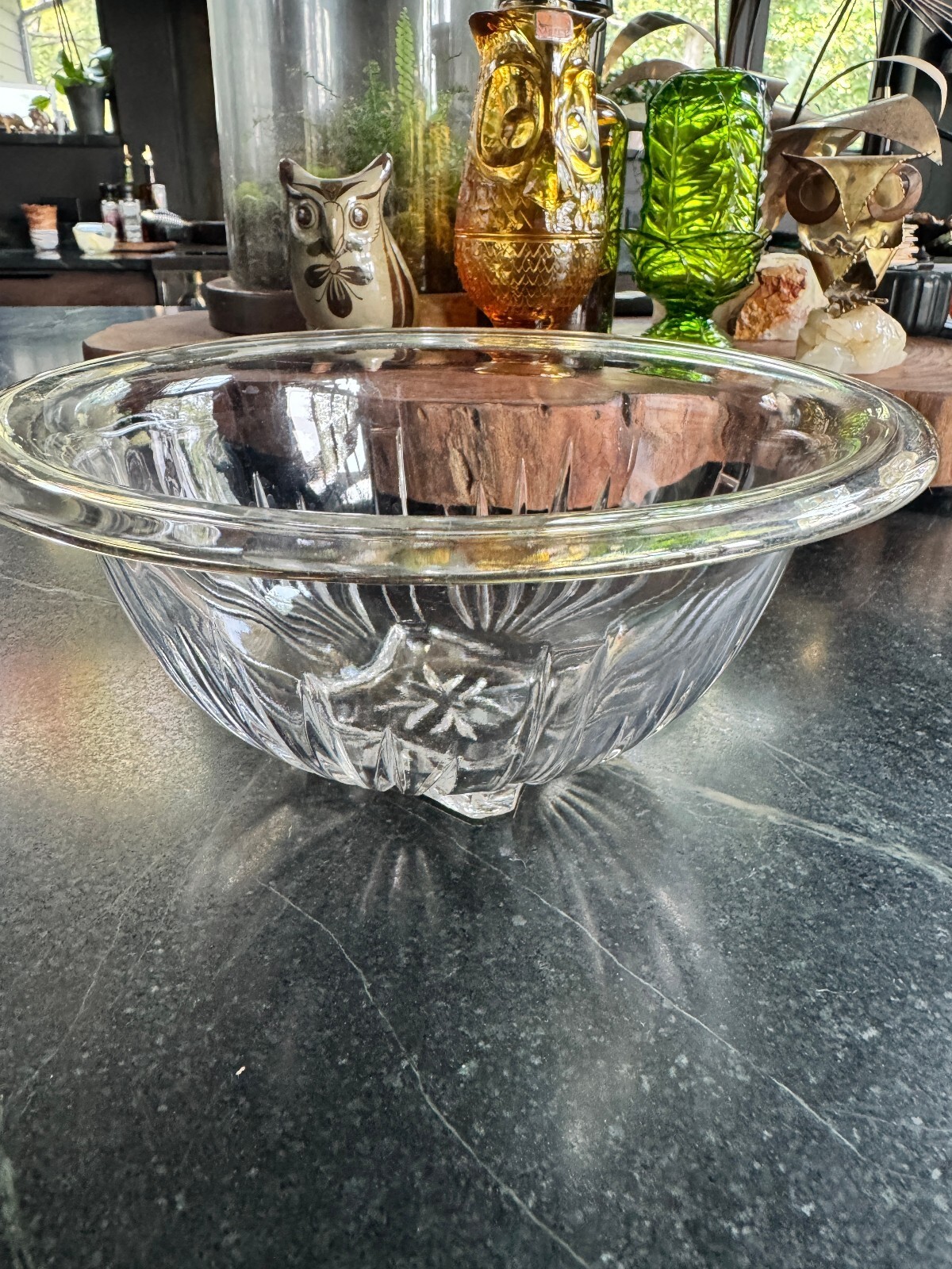 Vintage Hazel-Atlas Clear Glass Footed Mixing Bowl – 3 Quart