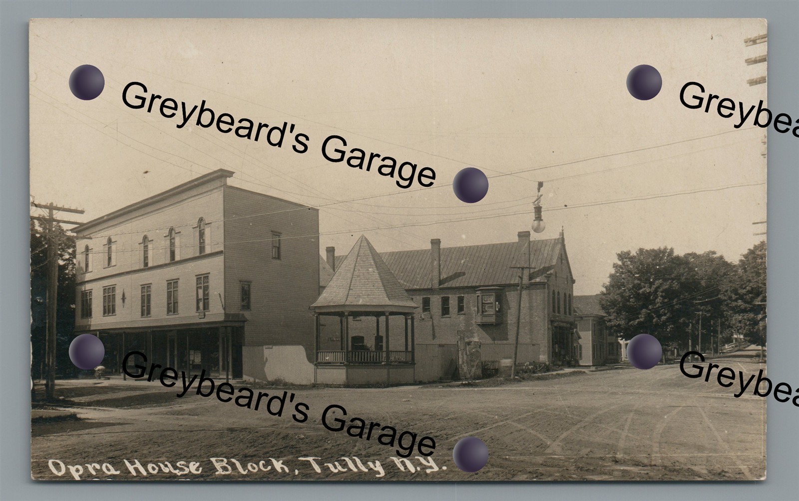 RPPC Opera House Block Street View TULLY NY New York Vintage Real Photo Postcard