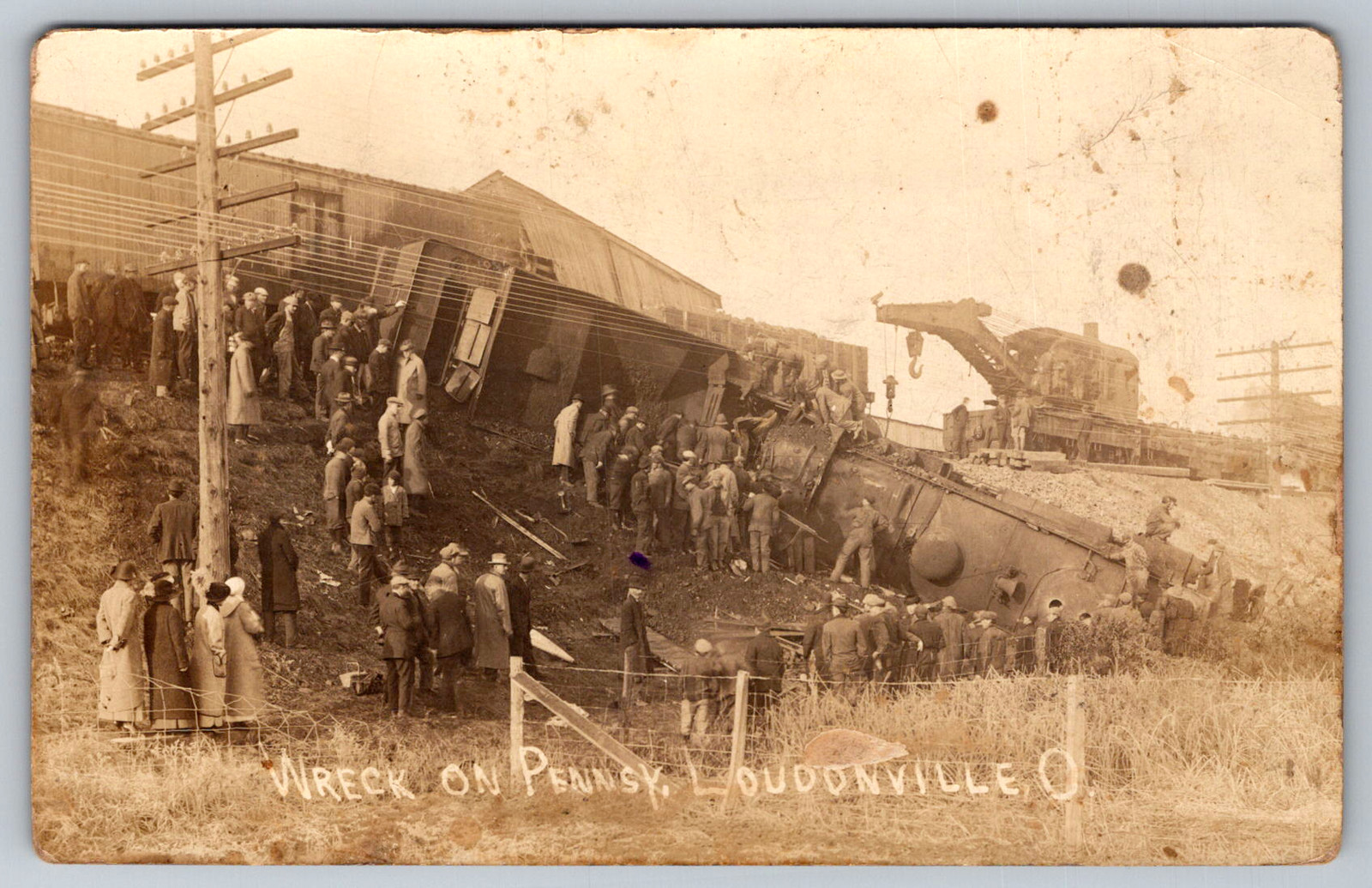c1910s Loudonville Ohio Train Wreck on Pennsy Disaster RPPC Postcard c1910s Loudonville Ohio Train Wreck on Pennsy Disaster RPPC Postcard