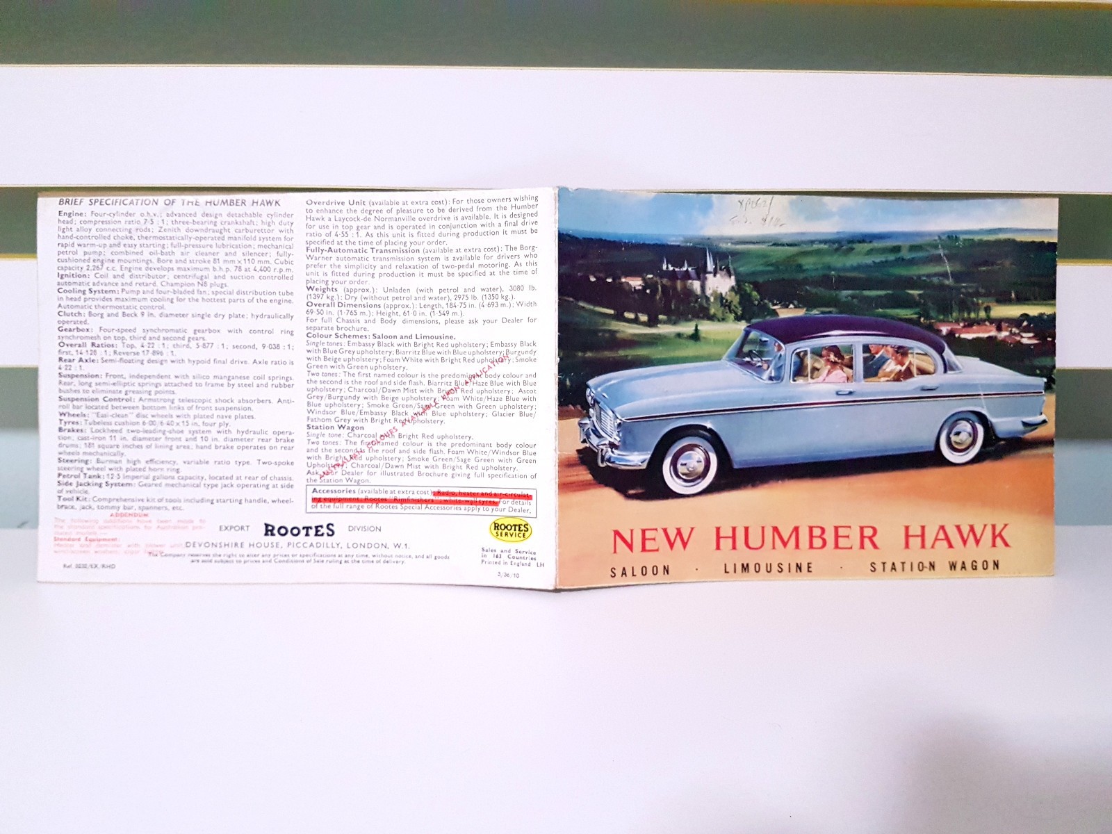 New Humber Hawk Vintage Automobile Advertising Booklet