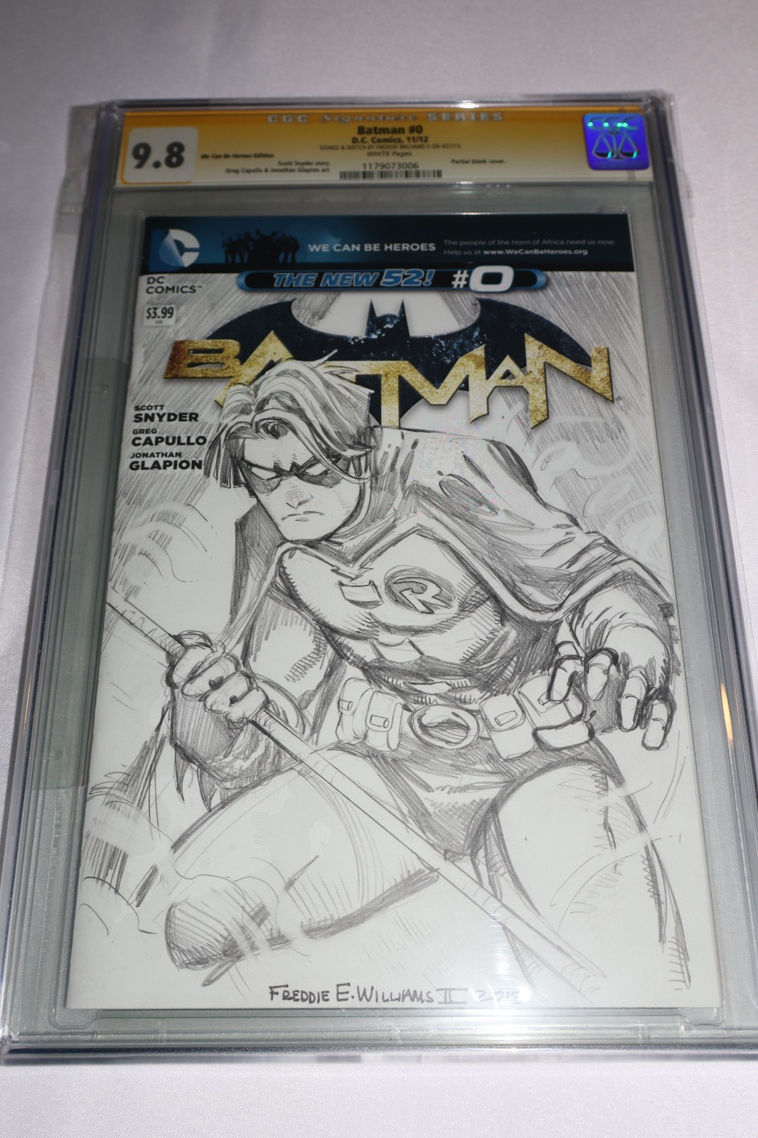 CGC SS 9.8 Batman 0 2012 Sketch Art Signed Freddie Williams Robin Original OOAK CGC SS 9.8 Batman 0 2012 Sketch Art Signed Freddie Williams Robin Original OOAK