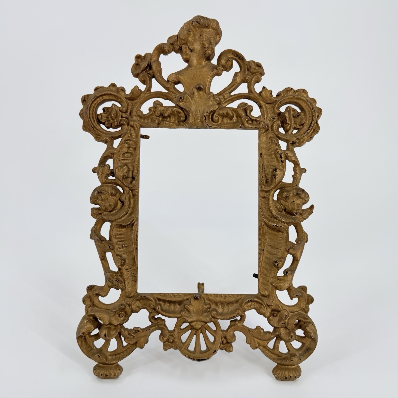 Antique Rococo Style Ornate Picture Frame  Easel Back National Iron