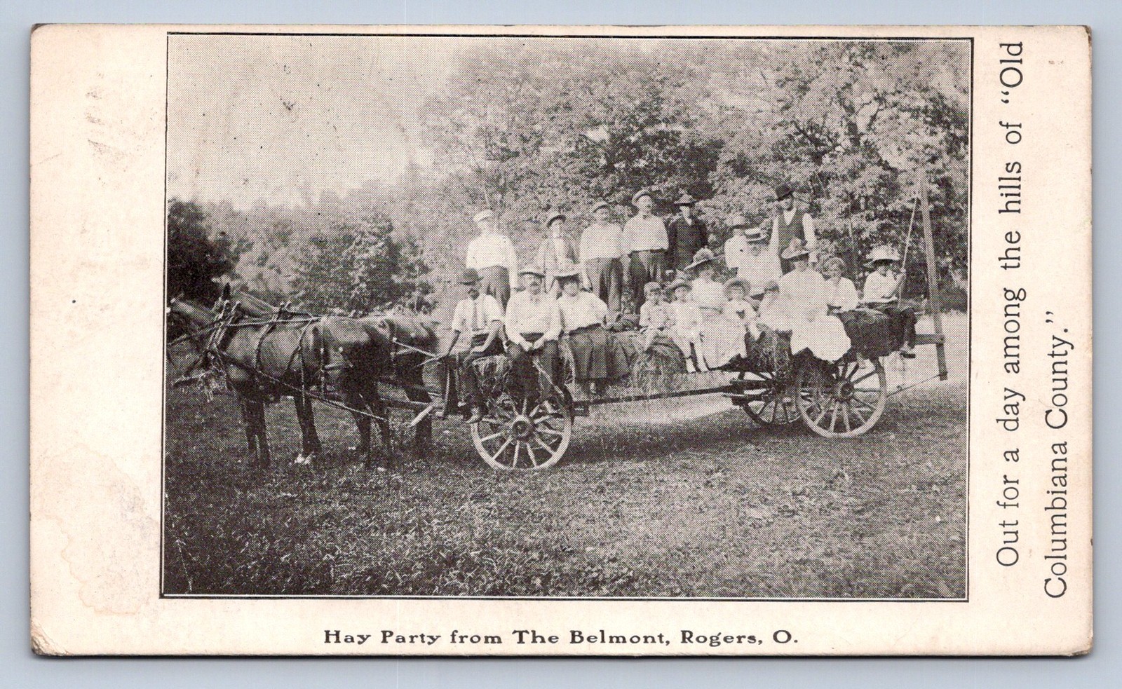 J87/ Rogers Ohio Postcard c1910 The Belmont Hay Ride Horse Lisbon 985