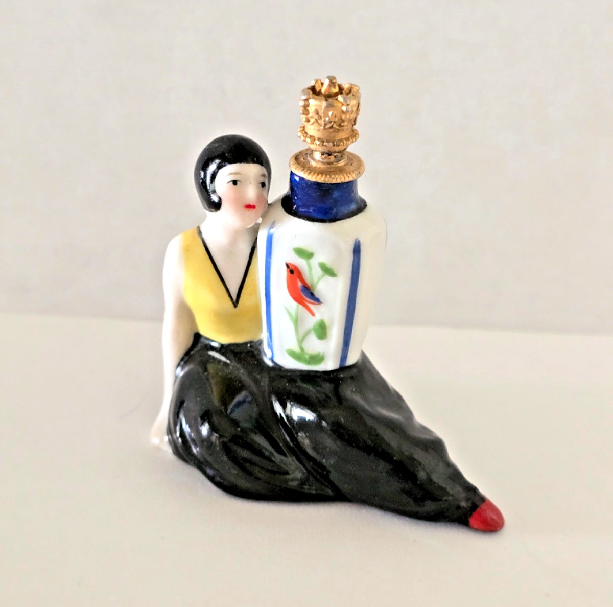 Vintage Antique Deco Perfume Bottle German Crown Top Flapper 1920s GORGEOUS