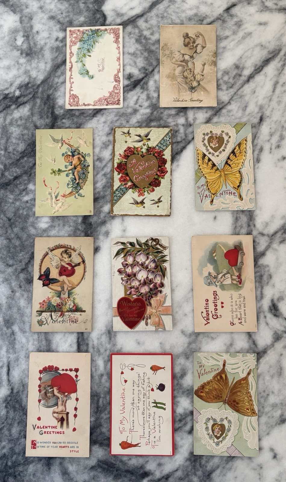 Lot of 11 Vintage 1909-1914 Valentine’s Day Postcards