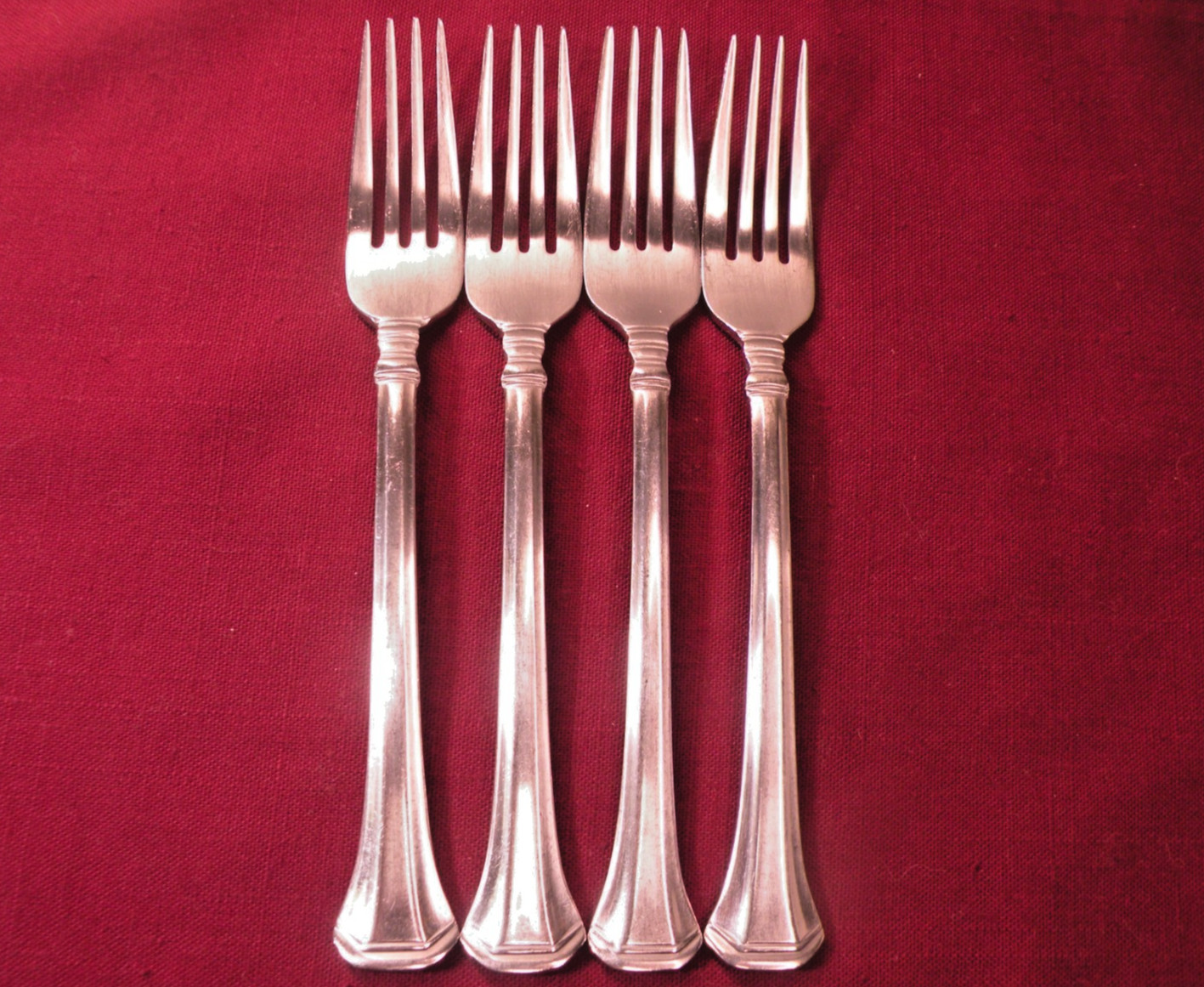 Set Of 4 Salad Forks Oneida Apollonia Stainless Steel Flatware 7 1/8\