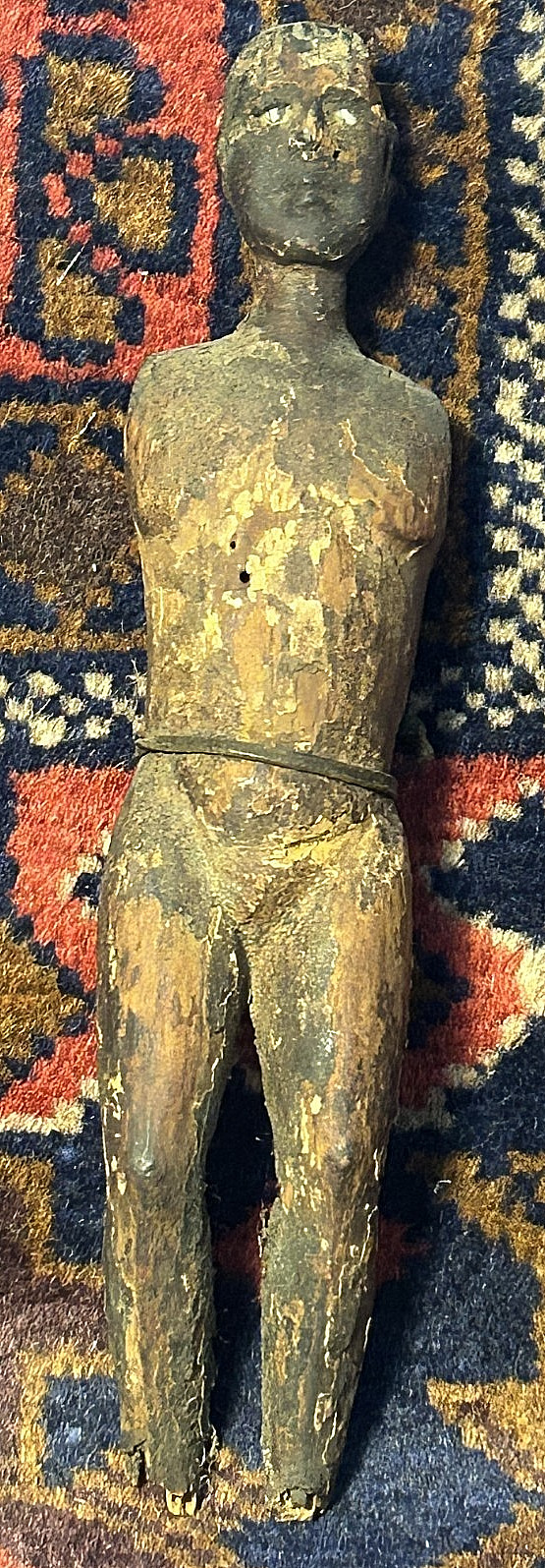 Ancient Egyptian Hand Carved Wooden Funerary Tomb Artifact White Eyes COOL