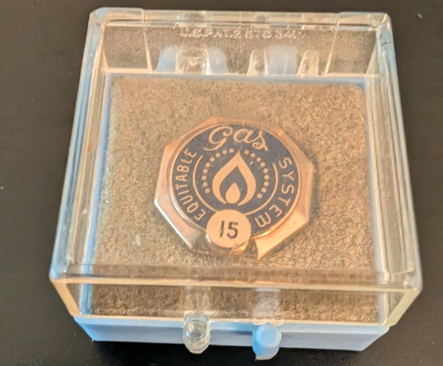 Vintage Gold Filled Equitable Gas System 15 Year Service Award Pin