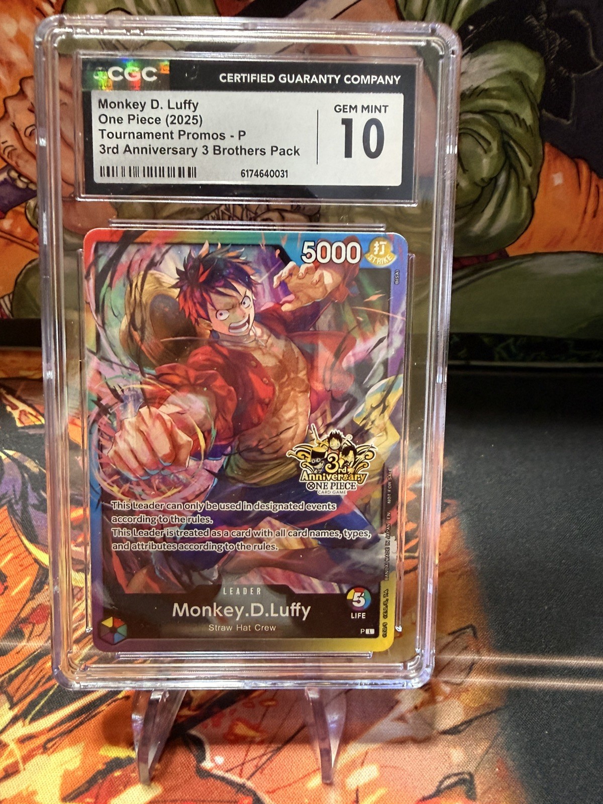 2025 ONE PIECE PROMOS P MONKEY D. LUFFY 3RD ANNIVERSARY TOURNAMENT gem mint 10