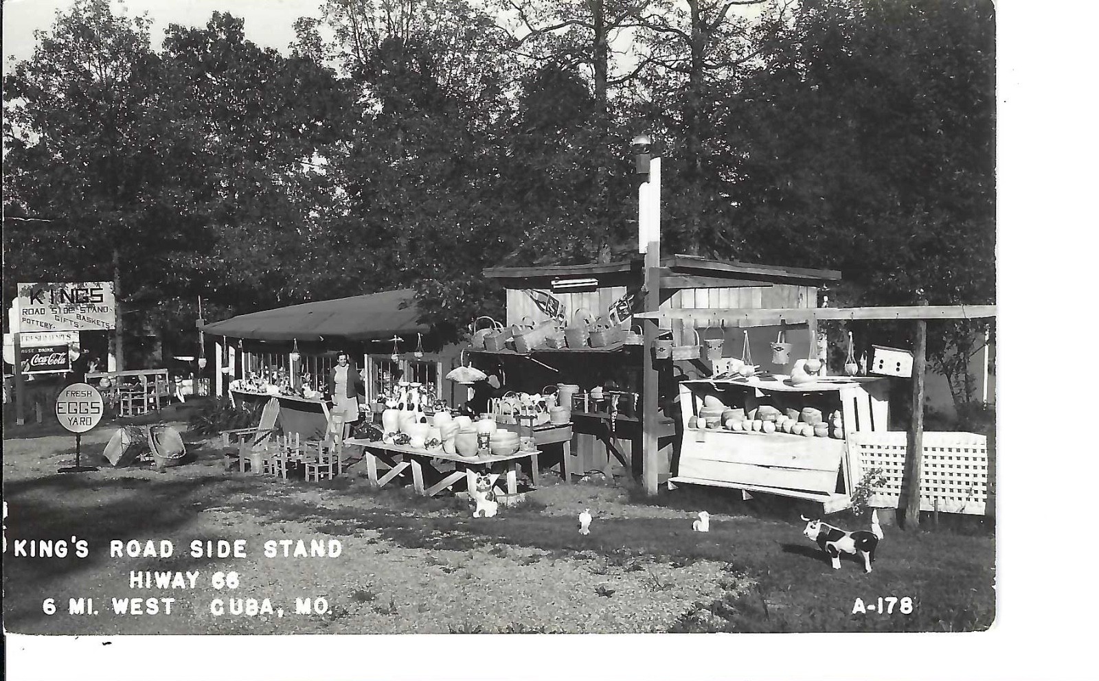 RPPC Real Photo Postcard King\'s Roadside Stand Hwy Route 66 Cuba Missouri