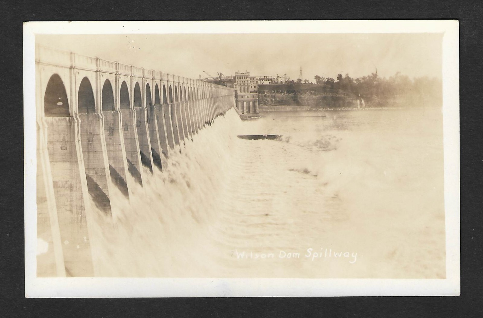 Wilson Dam Spillway Muscle Shoals Florence Alabama RPPC Postcard c1925