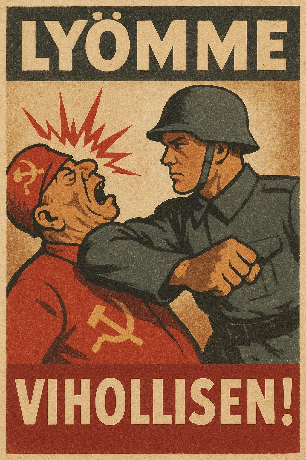 Finnish WWII Propaganda Poster - Anti-Communism Art c1940s 24x36” RARE Reprint Finnish WWII Propaganda Poster - Anti-Communism Art c1940s 24x36” RARE Reprint